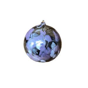 VTG Zorza Mouthblown Glass Ornament – Purple Iridescent 4" Poland Y2K Christmas